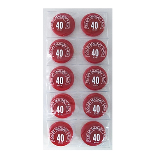ミツヤ カラーマグネット 丸型 40mm 赤 10個入 MR-40-RD 1個（ご注文単位10個）【直送品】