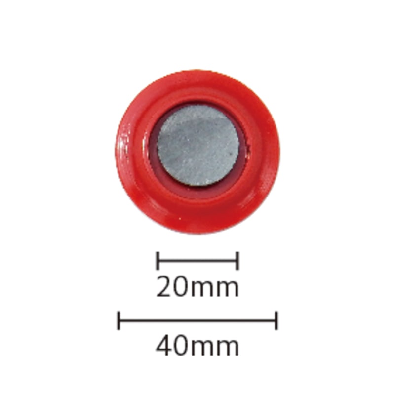 ミツヤ カラーマグネット 丸型 40mm 赤 10個入 MR-40-RD 1個(ご注文単位10個)【直送品】