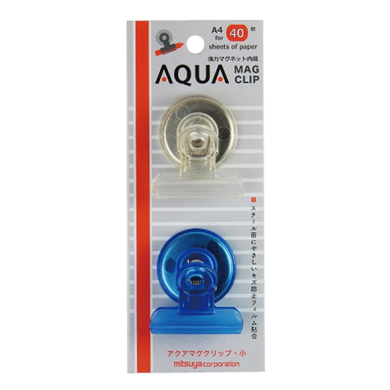 ミツヤ アクアマグクリップ 小 2個パック 青・透明アソート AM-02P-BU 1個（ご注文単位5個）【直送品】