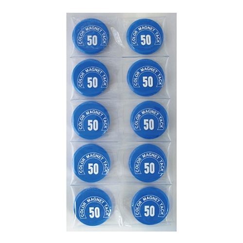 ミツヤ カラーマグネット 丸型 50mm 青 10個入 MR-50-BU 1個(ご注文単位10個)【直送品】