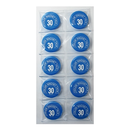 ミツヤ カラーマグネット 丸型 30mm 青 10個入 MR-30-BU 1個(ご注文単位10個)【直送品】