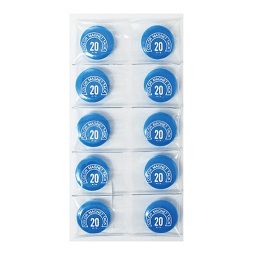 ミツヤ カラーマグネット 丸型 20mm 青 10個入 MR-20-BU 1個（ご注文単位10個）【直送品】