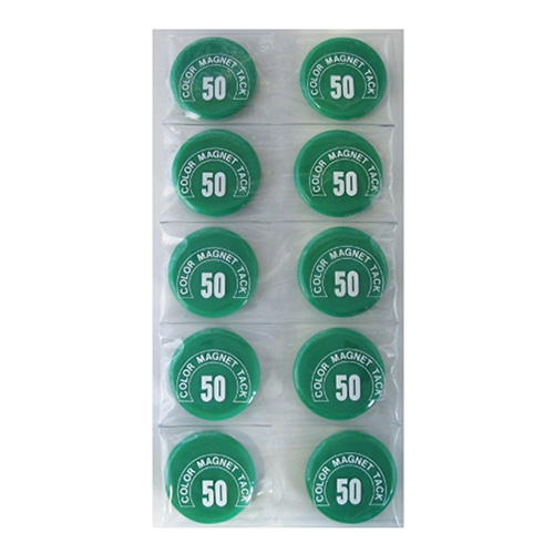 ミツヤ カラーマグネット 丸型 50mm 緑 10個入 MR-50-GR 1個(ご注文単位10個)【直送品】