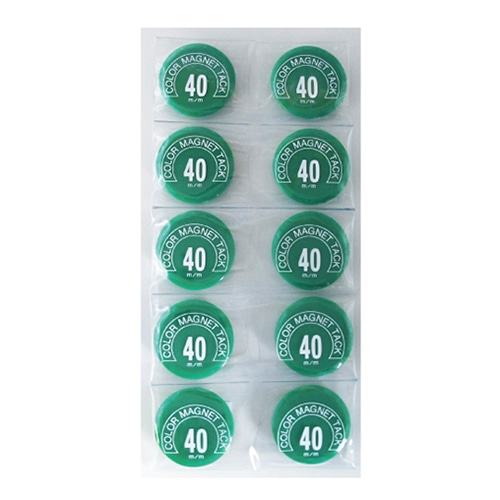 ミツヤ カラーマグネット 丸型 40mm 緑 10個入 MR-40-GR 1個(ご注文単位10個)【直送品】