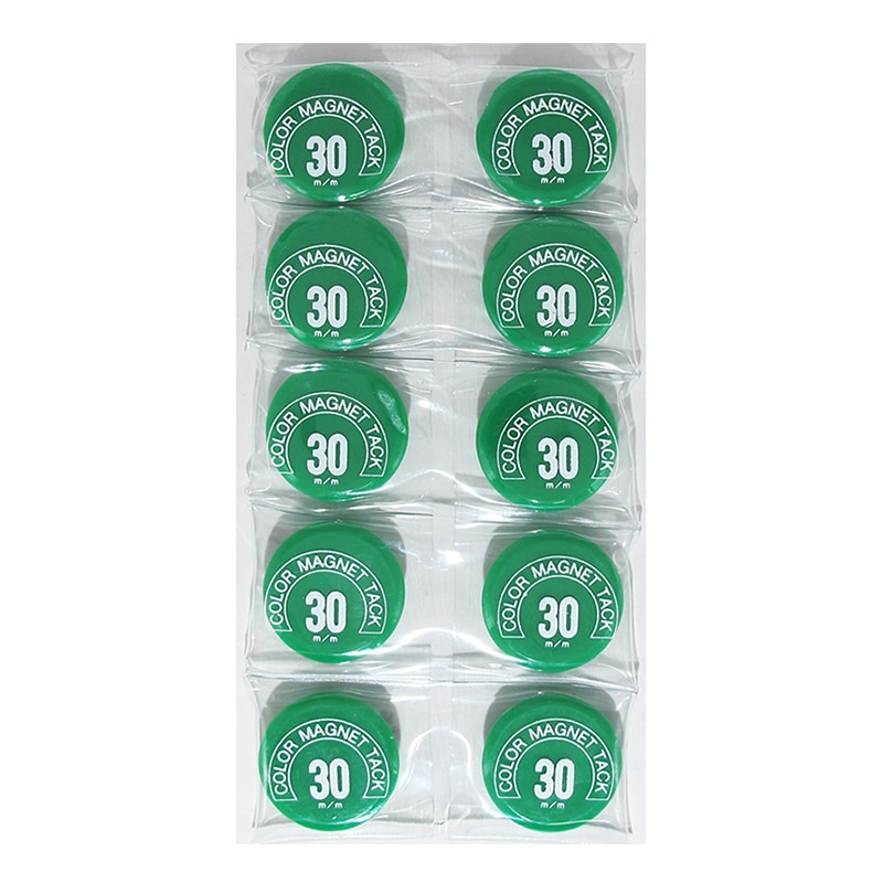 ミツヤ カラーマグネット 丸型 30mm 緑 10個入 MR-30-GR 1個(ご注文単位10個)【直送品】