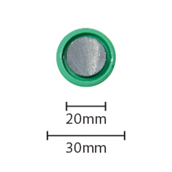 ミツヤ カラーマグネット 丸型 30mm 緑 10個入 MR-30-GR 1個(ご注文単位10個)【直送品】