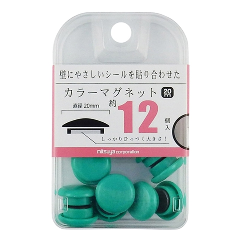ミツヤ カラーマグネット 20mm 緑 12個箱入 BX2-CM20GR 1個(ご注文単位5個)【直送品】