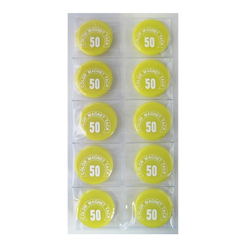 ミツヤ カラーマグネット 丸型 50mm 黄 10個入 MR-50-YL 1個(ご注文単位10個)【直送品】