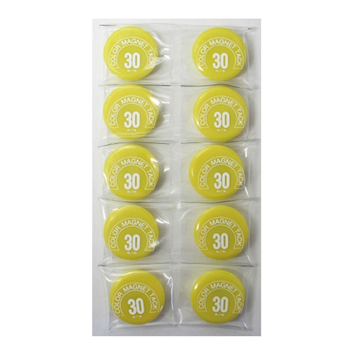 ミツヤ カラーマグネット 丸型 30mm 黄 10個入 MR-30-YL 1個(ご注文単位10個)【直送品】
