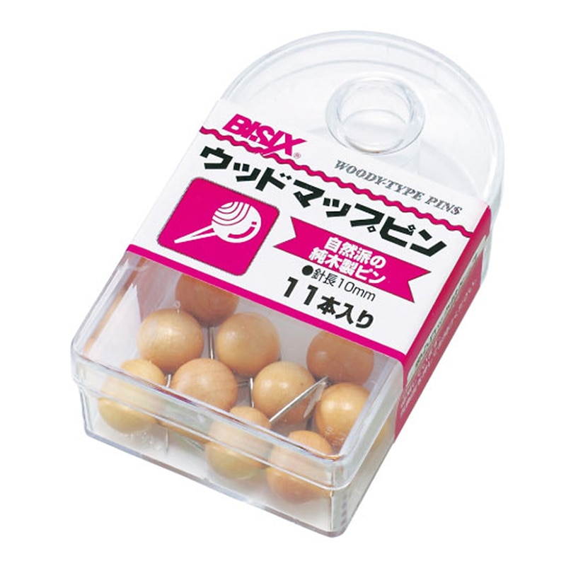 ミツヤ ウッドマップピン 10mm 11本箱入 BX1-7-WD 1個（ご注文単位5個）【直送品】