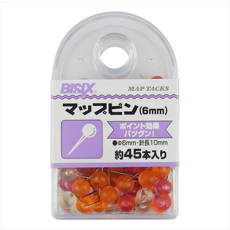 ミツヤ マップピン 6mm フルーツ 45本箱入 BX1-MP6F 1個（ご注文単位5個）【直送品】