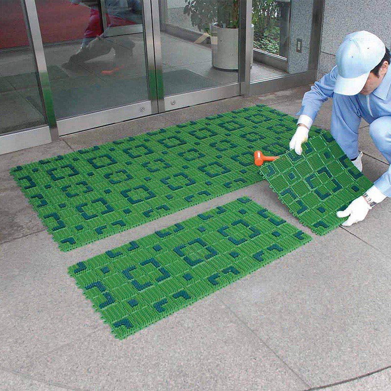 山崎産業 エバック ニューブラシハードマット 屋外用 45 本駒 グリーン F-208-HK-G 1枚(ご注文単位1枚)【直送品】