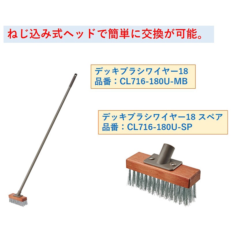 山崎産業 デッキブラシ ワイヤー18 スペア CL716-180U-SP 1個(ご注文単位1個)【直送品】