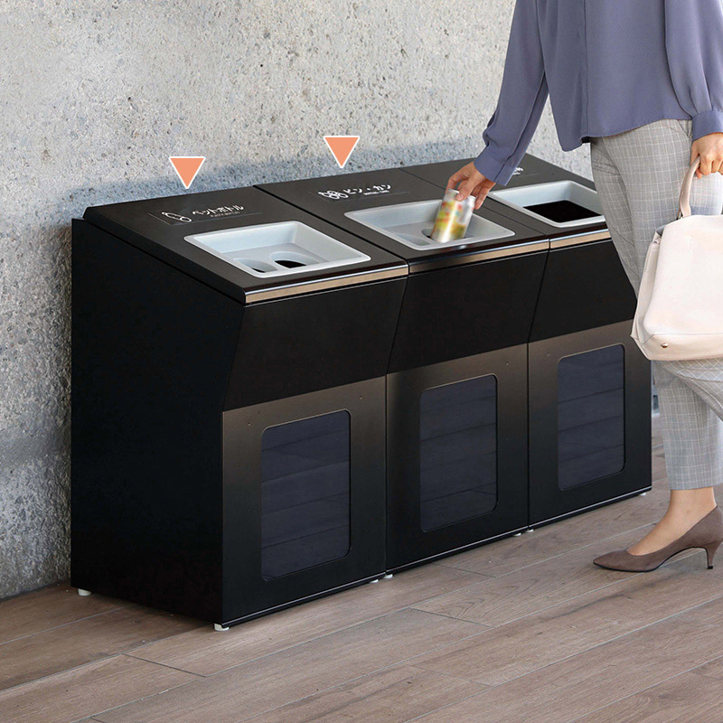 山崎産業 リサイクルボックスAP 100L 丸穴 BK-2 ブラック YW-478L-ID 1台(ご注文単位1台)【直送品】