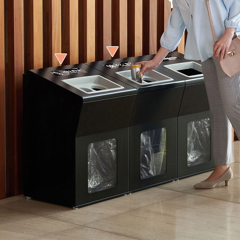 山崎産業 リサイクルボックスAP 100L 丸穴 BK-2 ブラック YW-478L-ID 1台(ご注文単位1台)【直送品】