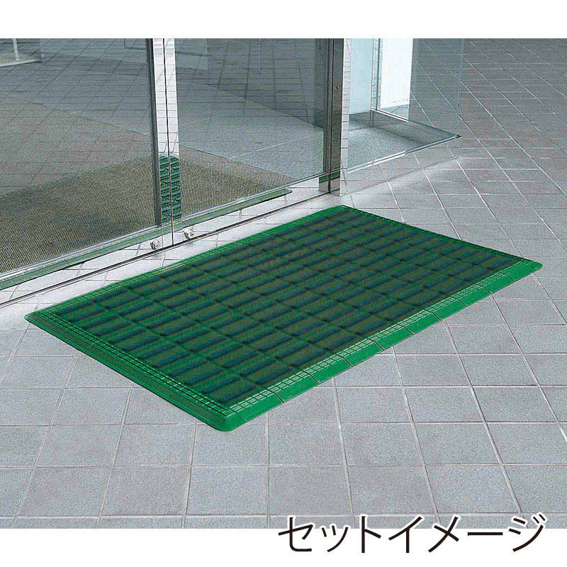 山崎産業 エバック ブラシ ハードマット 屋外用 YL 本駒 グリーン F-117-HK-G 1枚(ご注文単位60枚)【直送品】