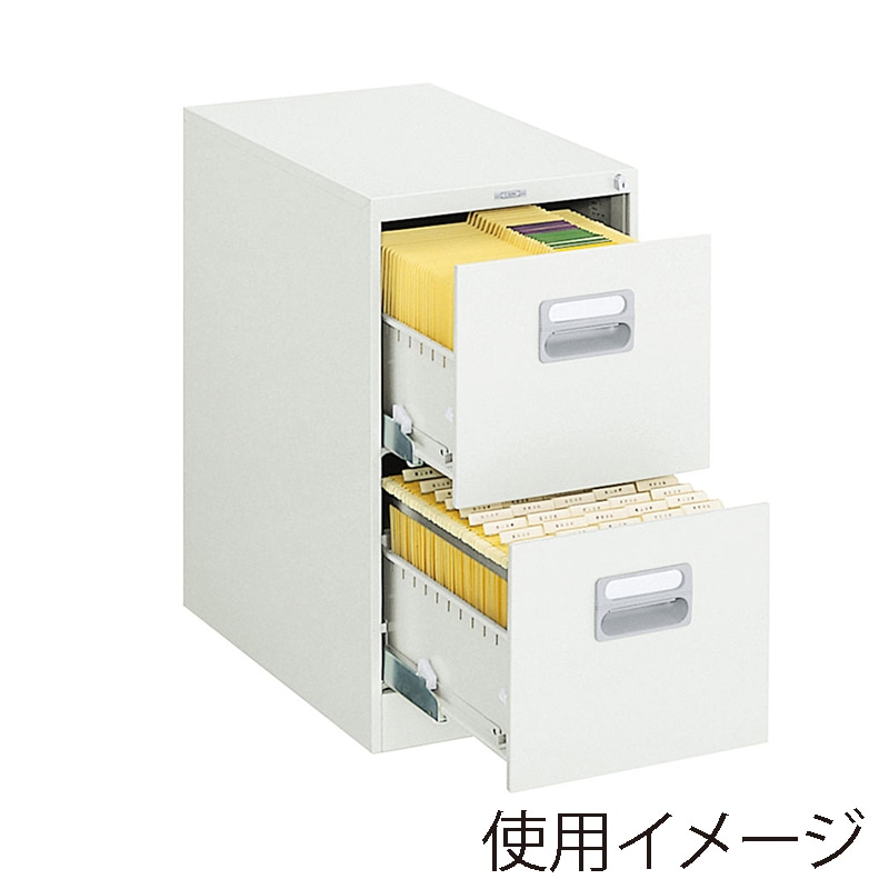 ライオン事務器 ファイリングキャビネット A4サイズ 2段 ホワイト A4-2W 1台(ご注文単位1台)【直送品】