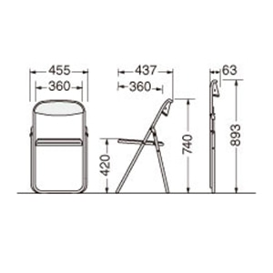 ライオン事務器 折りたたみイス メッキ脚 グレー No.201P 1台(ご注文単位1台)【直送品】