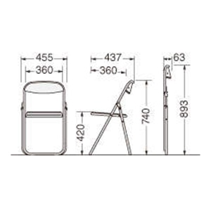 ライオン事務器 折りたたみイス　メッキ脚 ダークブラウン No.201P 1台（ご注文単位1台）【直送品】