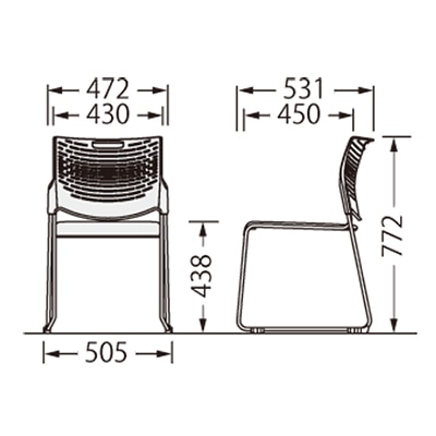 ライオン事務器 スタッキングチェアー　ハープ ティールブルー　ホワイトシェル No.1780NS-W 1台（ご注文単位1台）【直送品】
