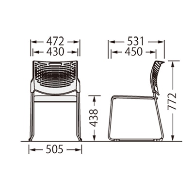 ライオン事務器 スタッキングチェアー ハープ ブラック ブラックシェル No.1780NS-K 1台(ご注文単位1台)【直送品】
