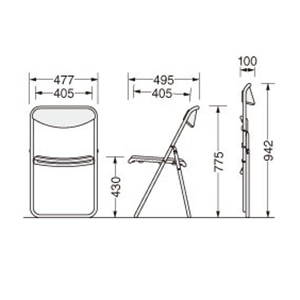 ライオン事務器 折りたたみイス メッキ脚 ビニールレザー張り ブルー No.315P 1台(ご注文単位1台)【直送品】