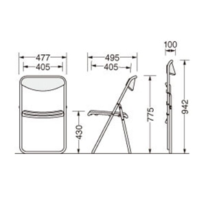 ライオン事務器 折りたたみイス メッキ脚 ビニールレザー張り ダークブラウン No.315P 1台(ご注文単位1台)【直送品】