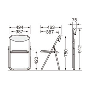 ライオン事務器 折りたたみイス 塗装脚 ビニールシート張り ダークブラウン No.414P 1台(ご注文単位1台)【直送品】