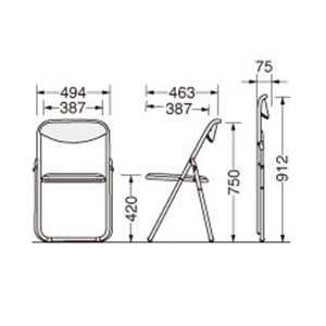 ライオン事務器 折りたたみイス メッキ脚 ビニールシート張り ブルー No.211P 1台(ご注文単位1台)【直送品】