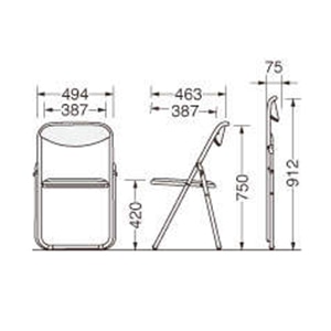 ライオン事務器 折りたたみイス 塗装脚 ビニールシート張り ブルー No.202P 1台(ご注文単位1台)【直送品】