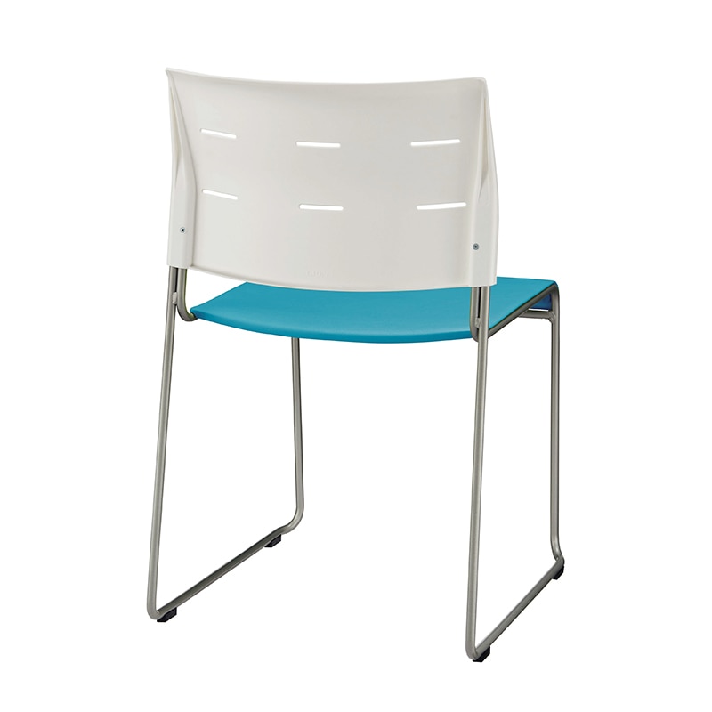 ライオン事務器 スタッキングチェアー　座クッション付 ティールブルー No.726NS-WS 1台（ご注文単位1台）【直送品】