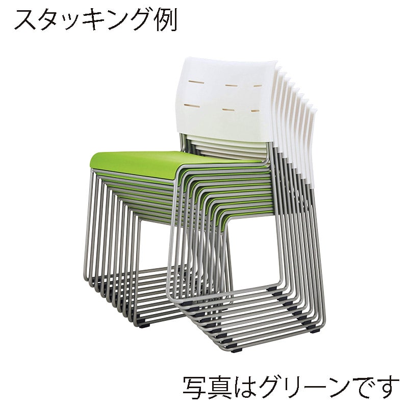 ライオン事務器 スタッキングチェアー　座クッション付 ティールブルー No.726NS-WS 1台（ご注文単位1台）【直送品】