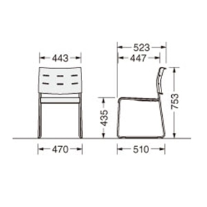 ライオン事務器 スタッキングチェアー　座クッション付 ティールブルー No.726NS-WS 1台（ご注文単位1台）【直送品】