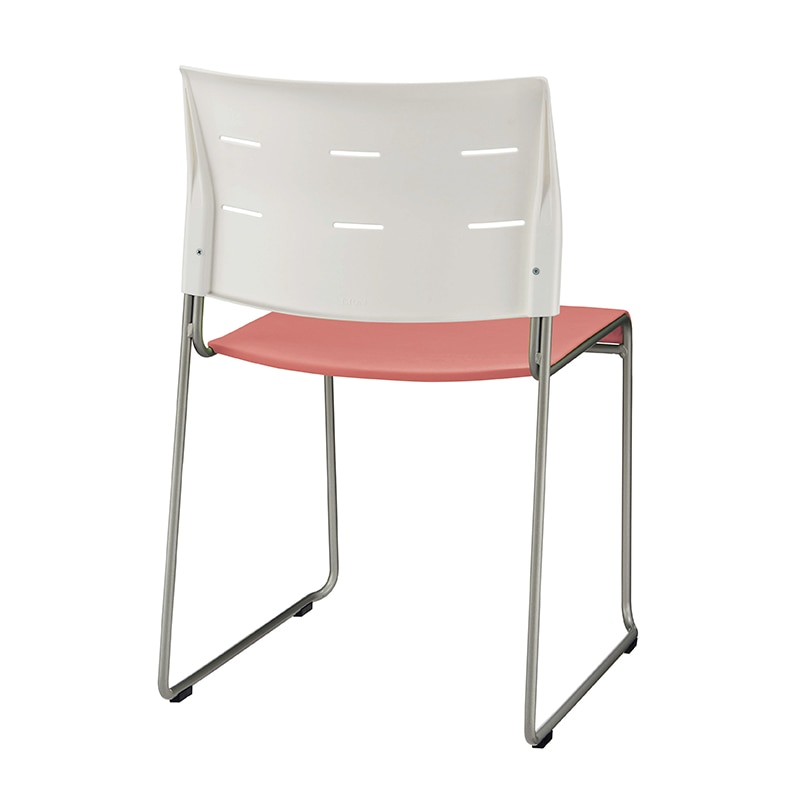 ライオン事務器 スタッキングチェアー 座クッション付 ピンク No.726NS-WS 1台(ご注文単位1台)【直送品】