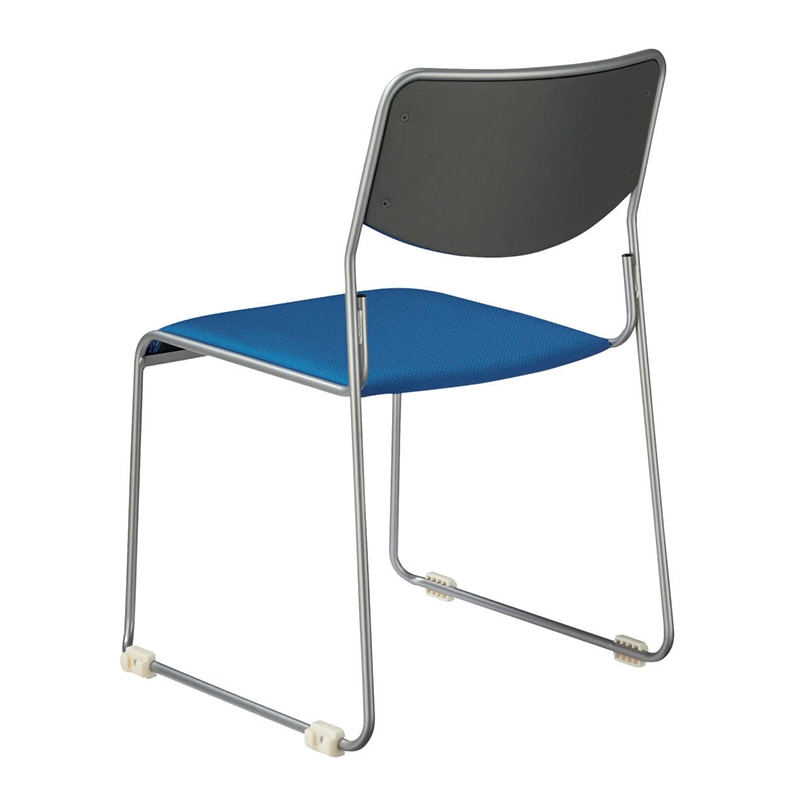 ライオン事務器 スタッキングチェアー ビニールレザー張り ブルー No.820S 1台(ご注文単位1台)【直送品】