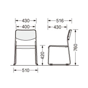 ライオン事務器 スタッキングチェアー ビニールレザー張り ブルー No.820S 1台(ご注文単位1台)【直送品】