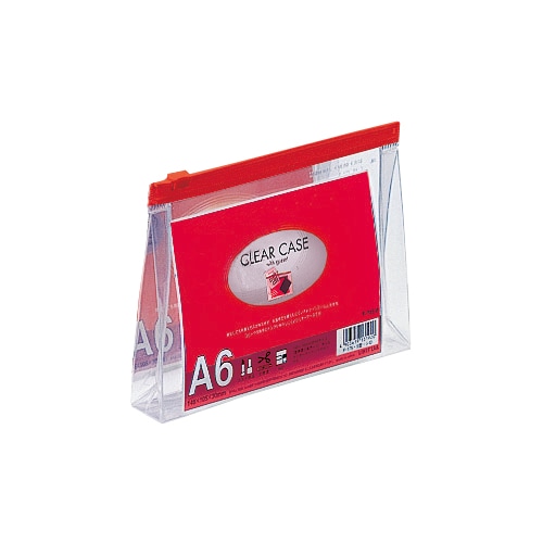 F-175アカ クリヤーケース マチ付 A6S 赤 1枚 (ご注文単位1枚)【直送品】