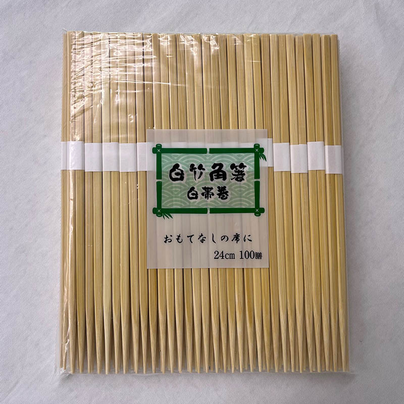 まるわ 白竹角箸　白帯巻 24cm　100膳入　W-374 1個（ご注文単位1個）【直送品】