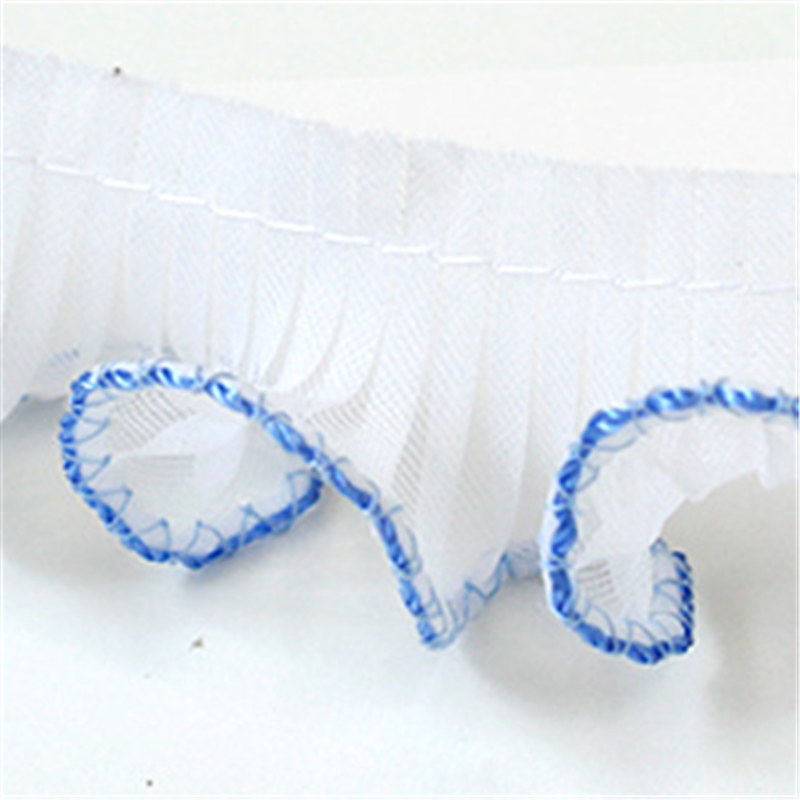 渡辺布帛工業 テトロンウェーブフリルレース カラー縁 25mmx15m巻 白×サックス WF-F7700-25-3 1巻(ご注文単位1巻)【直送品】