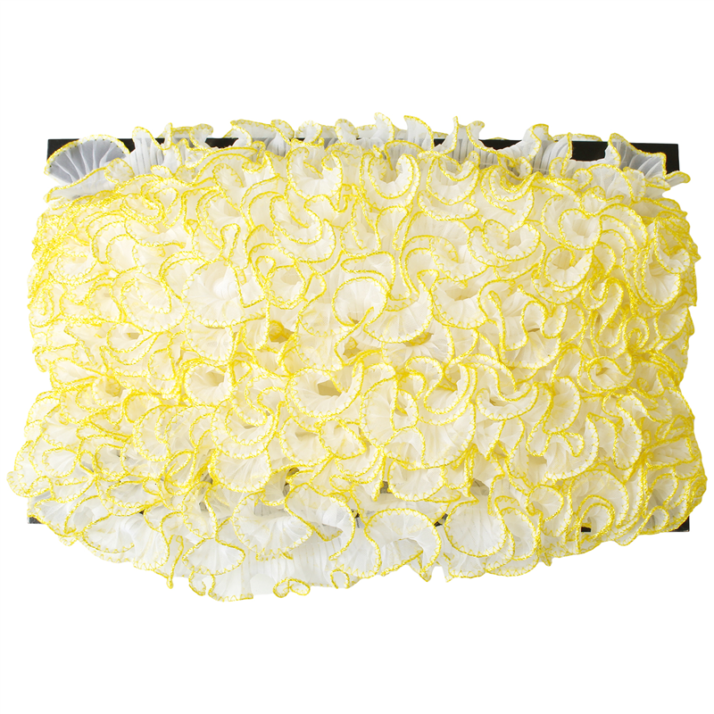 渡辺布帛工業 テトロンウェーブフリルレース カラー縁 25mmx15m巻 白×イエロー WF-F7700-25-8 1巻（ご注文単位1巻）【直送品】