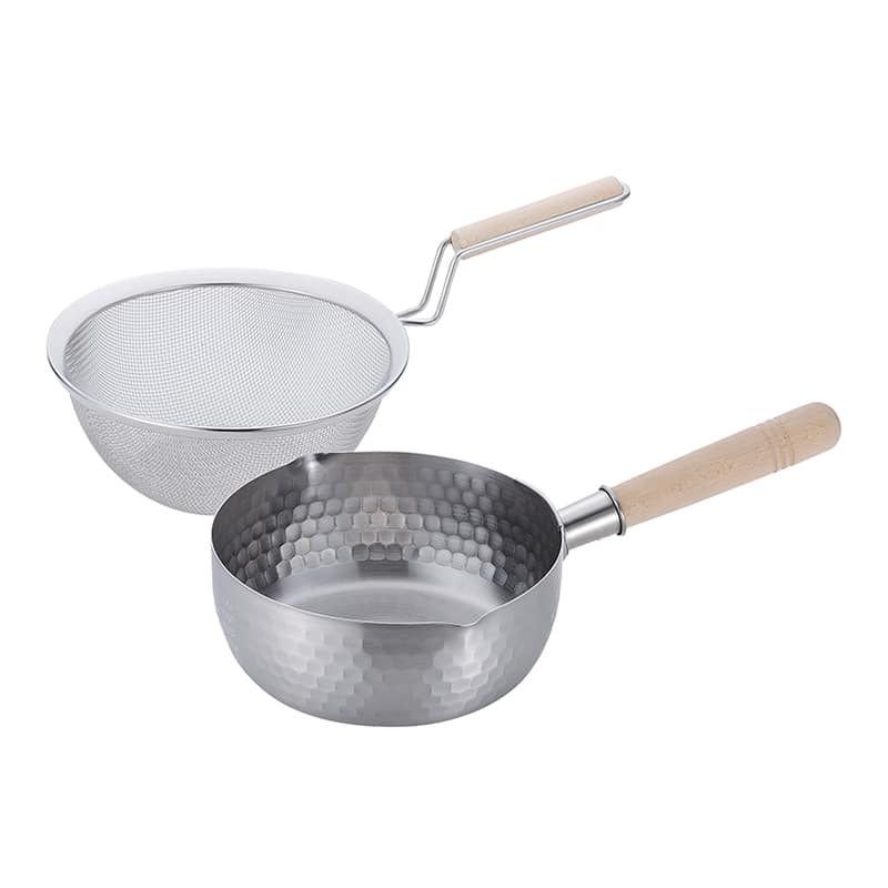 和平フレイズ 彩食庵 IH 対応 ステンレス雪平鍋セット 18cm 木柄ザル付 SM-9549 1セット（ご注文単位1セット）【直送品】