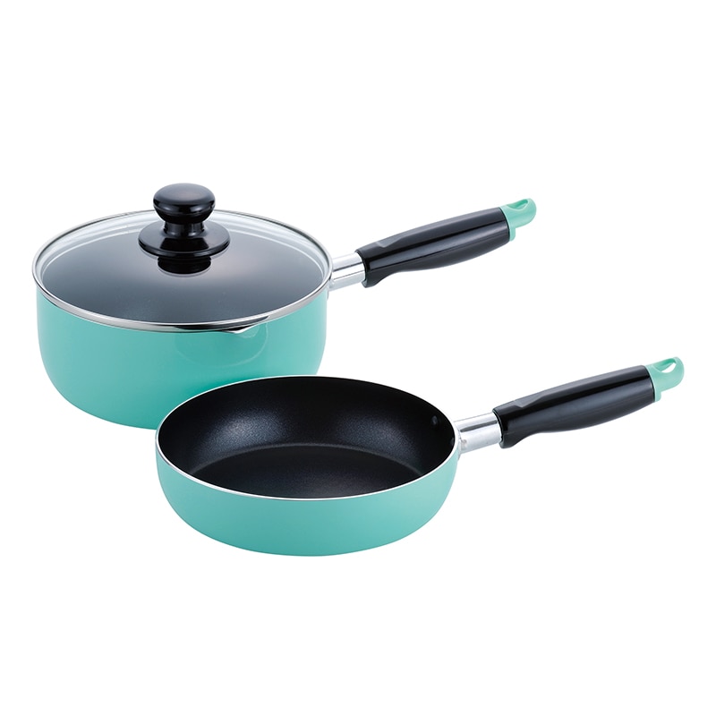 和平フレイズ カラフルスマイル 雪平鍋&フライパン IH対応 18cmセット グリーン CM-9629 1個（ご注文単位1個）【直送品】