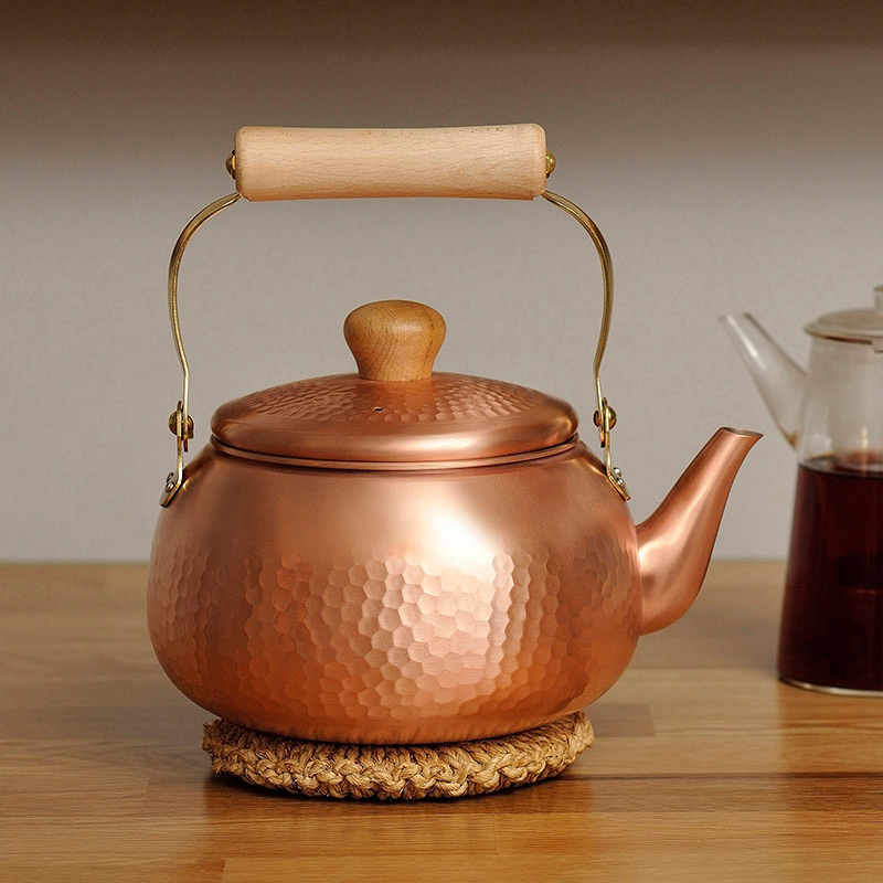 和平フレイズ 千歳 純銅丸型ケトル 木柄 2.4L CS-019 1個(ご注文単位1個)【直送品】