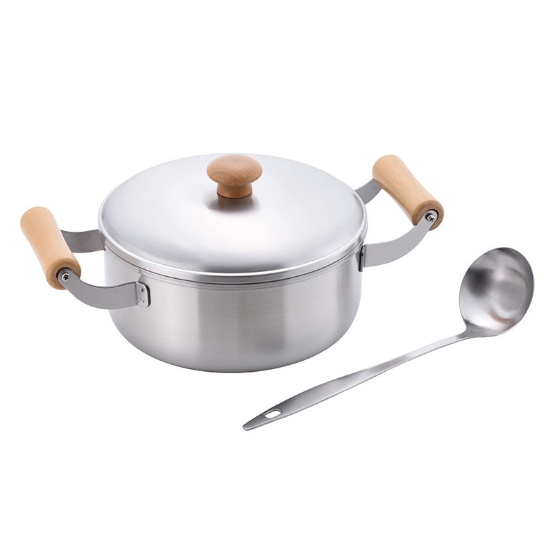 和平フレイズ 千歳 ステンレス両手鍋 木柄 20cm お玉付 CS-035 1個（ご注文単位1個）【直送品】