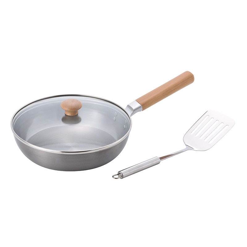 和平フレイズ 千歳 鉄フライパン ガラス蓋付 24cm ターナー付 CS-037 1個（ご注文単位1個）【直送品】