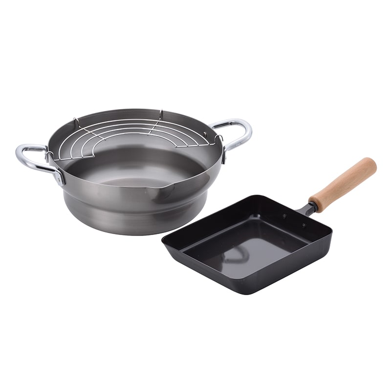 和平フレイズ 千歳 鉄玉子焼 段付揚げ鍋24cmセット CS-041 1個（ご注文単位1個）【直送品】