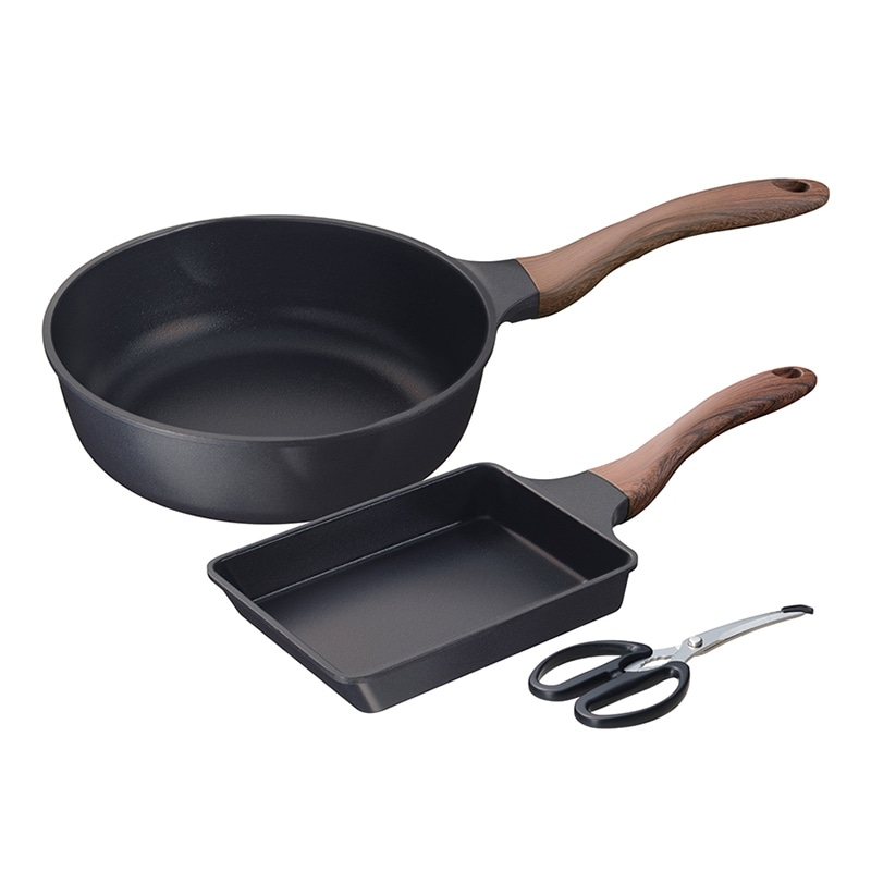 和平フレイズ エヌトーン IH対応玉子焼&深型両口フライパン 24cm キッチンバサミ付 MB-1460 1個（ご注文単位1個）【直送品】