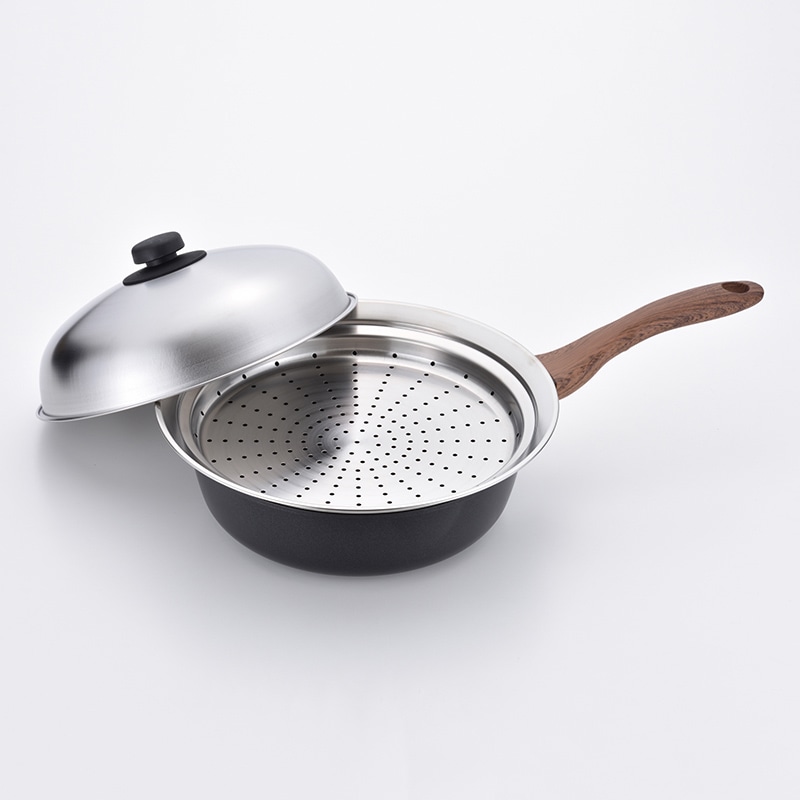 和平フレイズ エヌトーン IH対応深型両口フライパン 蒸し台付 24cm MB-1581 1個（ご注文単位1個）【直送品】