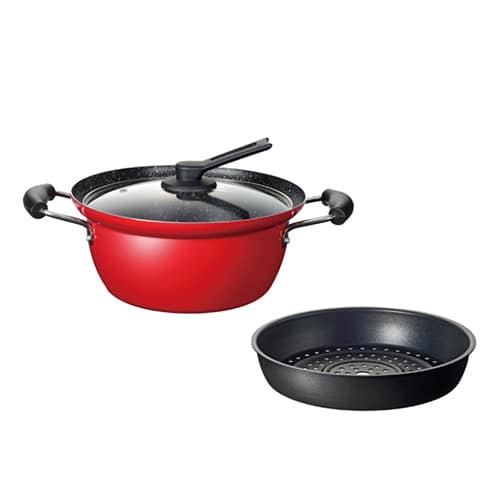 和平フレイズ にこみーな IH対応 フチ付両手鍋 目皿付 24cm RB-1699 1個（ご注文単位1個）【直送品】