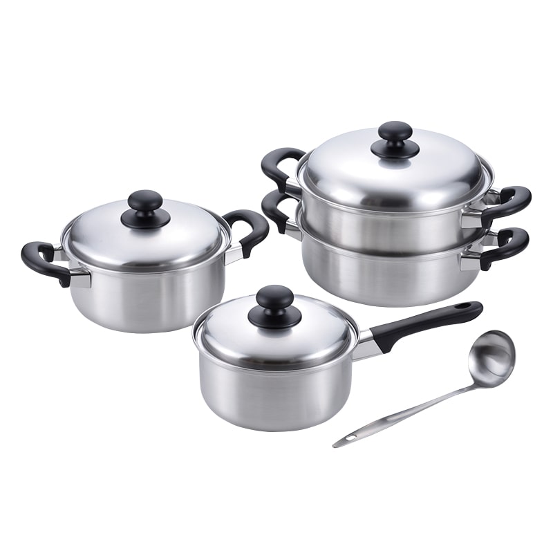 和平フレイズ 燕三 片手鍋・両手鍋・二段蒸し器セット IH対応 18cm／20cm／24cm お玉付 EM-023 1個（ご注文単位1個）【直送品】